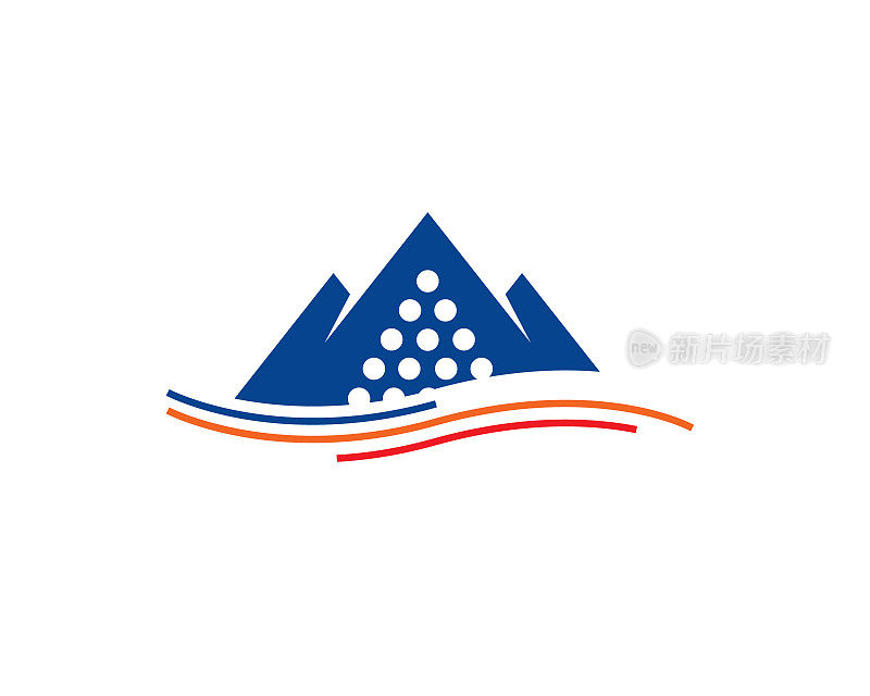 simple mountain water sea coal mine energy mine logo